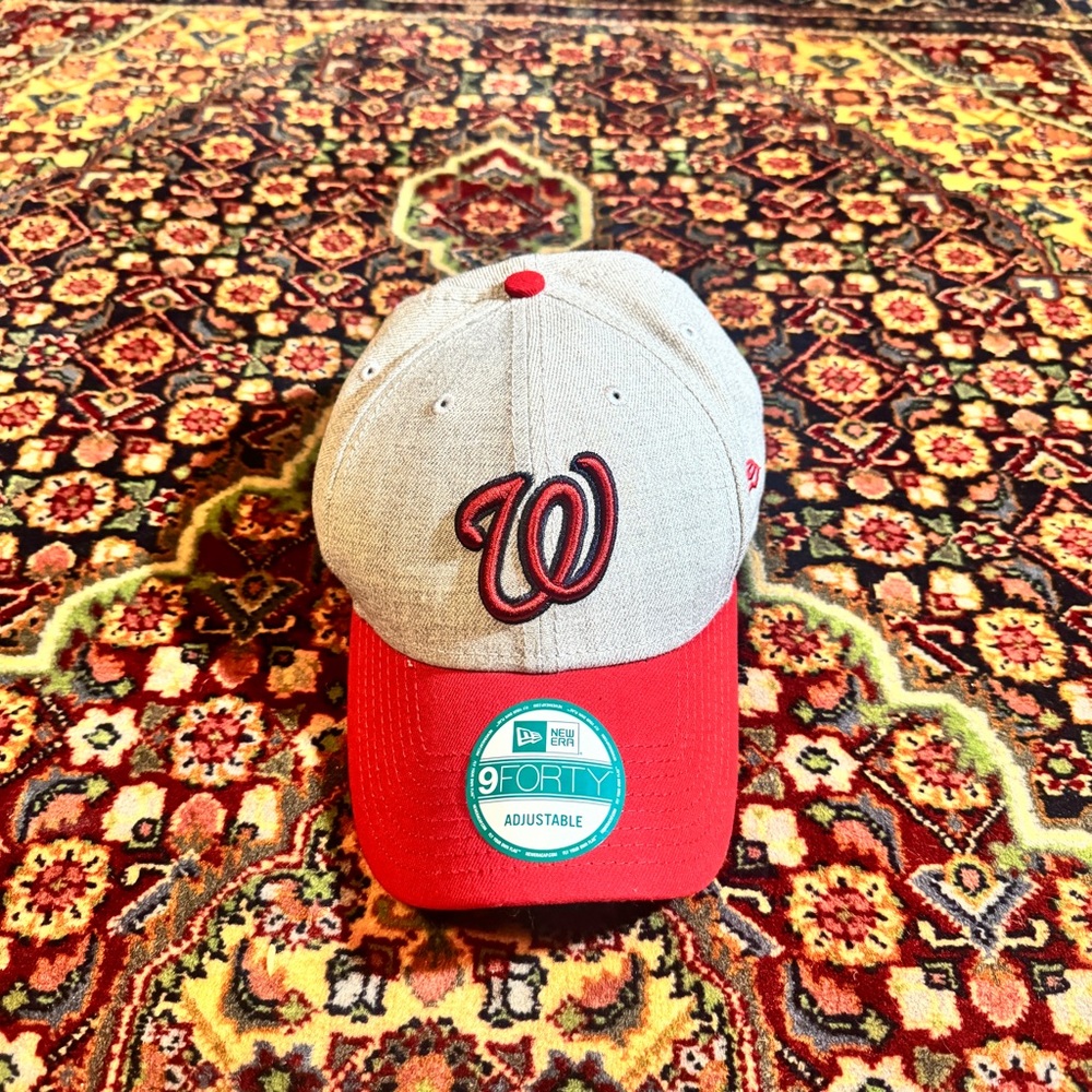 New Era 9FORTY Washington Nationals Adjustable Hat Gray & Red Cap MLB Baseball
